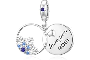 SEVENWELL Snowflake Charm for Pandora Dog Cat Blue Snowflake Dangle Charm Sterling Silver Xmas Gift