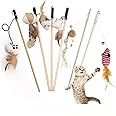 PETS EMPIRE Wooden Cat Wand, Interactive Feather Toy, Wood Teaser Wands, Pet Fishing Rod with Feathers, Fun Catcher Cats Stick Toy, Kitty Activity Teaser for Cats, Kitten -1N (Color May Vary)