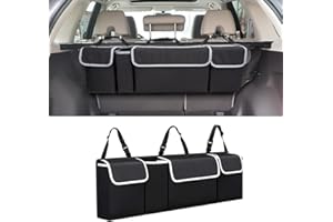 CGEAMDY Car Trunk Organizer, Backseat Hanging Organizer for SUV, Truck, MPV, Waterproof, Collapsible Cargo Storage Bag with 4 Pockets, Car Interior Accessories for Men and Women (Black)