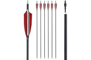 NIKA ARCHERY 30 32 Inch Archery Carbon Arrows Spine 500 Hunting Arrows with Replaceable Broadhead Turkey Feathers for Recurve Bow Compound Bow Target Practice 6/12PCS