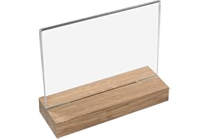 HMF 46943 Soporte de Sobremesa de Acrílico con Base de Madera | DIN A5 Apaisado | Transparente