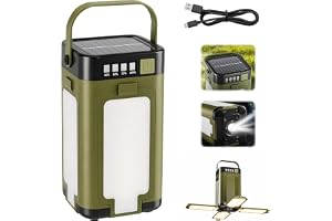 Solcellsdriven Campinglampa USB-C, Vikbar Campinglykta med Krok för Utomhus