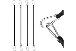 URAQT Corda elastica, 4 corde elastiche con moschettoni, tenditore elastico da 60 cm, trasporto in gomma elastica per valigie, ganci cinghia elastica per tendalini, teloni, campeggio, bagagli.