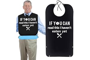 ZNDFTW Funny Adult Bibs for Elderly, Washable and Reusable Adult Bib, Waterproof Clothing Protector with Crumb Catcher Washable and Reusable Adult Bibs for Men, Women, Elderly, Black