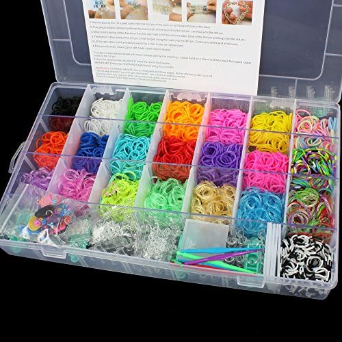 2200 Colourful Rainbow Rubber Loom Bands Bracelet Making Kit Set With S-Clips