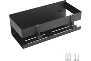 QNIIAED Black Shower Caddy,Bathroom Shelf Wall Mounted SUS 304 Stainless Steel Heavy Duty Shower Shelf With 2 pcs Hooks (8.7 Inch