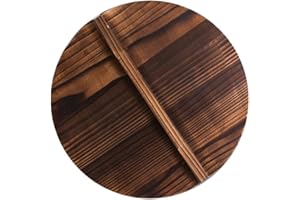 Natural Wooden Wok lid,URMAGIC Japanese Style Natural Wooden Pot Cover with Large Handle,35/38cm Iron Pot Cover,Anti-Hot Anti-Spillover Pan Lid,Pot Cover,Kitchen Tool