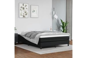 ‎VIDAXL vidaXL Łóżko kontynentalne, czarne, obite sztuczną skórą, 140x200 cm, łóżko, podwójne łóżko, łóżko dwuosobowe, łóżka, podwójne łóżka, łóżka dwuosobowe