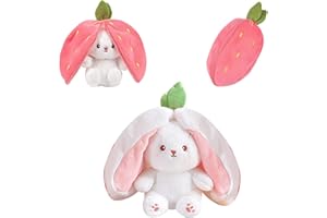 Thingehoy Kuscheltier Hase, Hasen Kuscheltier Plüschhase, Osterhase Kuscheltier, Erdbeerhasen Kissen Plüschtier, Hasen Verstecken Plüsch, Hasenpuppe, Hasenplüsch, Stofftier Hase Geschenk Für Mädchen