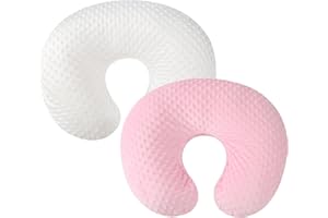 BILOKONDA Set di 2 federe per cuscino per allattamento a pois, ultra morbide, compatibili con cuscino Boppy, cuscino standard per neonati e ragazze, bianco e rosa