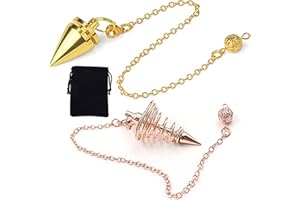 Yueser 2pcs Pendulum Dowsing Reiki Healing Pendulum Chain Scrying Divination Reiki Healing Pendulum Chain Scrying Divination Meditation (Rose Gold,Gold)