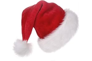 KFZR Unisex-Adult's Santa Hat Xmas, Velvet Christmas Hat with Plush Trim