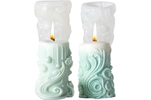 Dewocke Candle Moulds for Candle Making, Pillar Wave Candle Mould, Silicone Epoxy Resin Moulds, Silicone Candle Making Moulds for Making 3D Candles Soap Aromatherapy DIY Crafts (White)