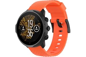 Yikamosi Compatible con Suunto 7 Correa/Suunto 9 Correa,24MM liberación rápida Silicona Suave Cierre de Acero Inoxidable Correas de Repuesto para Suunto 7/Suunto 9/Suunto 9 Baro,Naranja