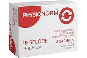 Physionorm™ Resflore - Rééquilibre la Flore Intestinale - 50 milliards de bactéries - 14 souches - Complément alimentaire - Cure Flash - 8 Sachets