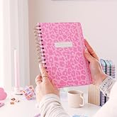 PAPERORA A5 Spiralli S&uuml;resiz Renkli Planlayıcı Ajanda Motivasyon Sayfalı Pembe Leopar