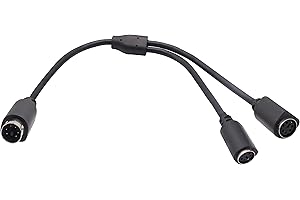 zdyCGTime Cable adaptador de 6 pines PS 2 DIN,de extensión 1 macho a 2 hembra, cable del distribuidor de control de señal del enchufe del mouse/teclado Y-PS/1(M) a PS/2(F) (30cm/1ft-6pin)