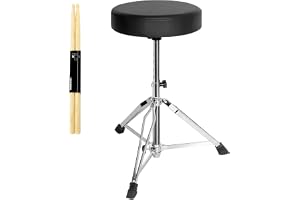 OUUTMEE Drum Throne trum, vadderad sits, 46 till 58 cm, justerbar höjd, rund ovansida, trumstol med stabil stativbas, slagver