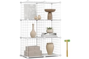 Newlux - Estantería Almacenaje Multiuso 6 Cubos (64,5x94,5x31,5cm), hasta 60Kg Capacidad. Estantería Metálica de Hierro Modular | Zapatero o Armario Abierto, Blanco