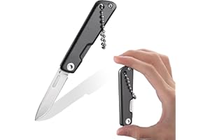 FLISSA Mini scyzoryk, mały nóż składany bez blokady, ostre ostrze ze stali 14C28N, szlifowany CNC, EDC składany nóż z aluminiowym uchwytem, do użytku na co dzień i na zewnątrz