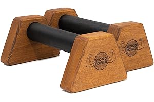 WOODPOWER PowerBars - Paralelos de madera para flexiones de apoyo para las articulaciones, barras antideslizantes para interior y exterior, calistenia y yoga