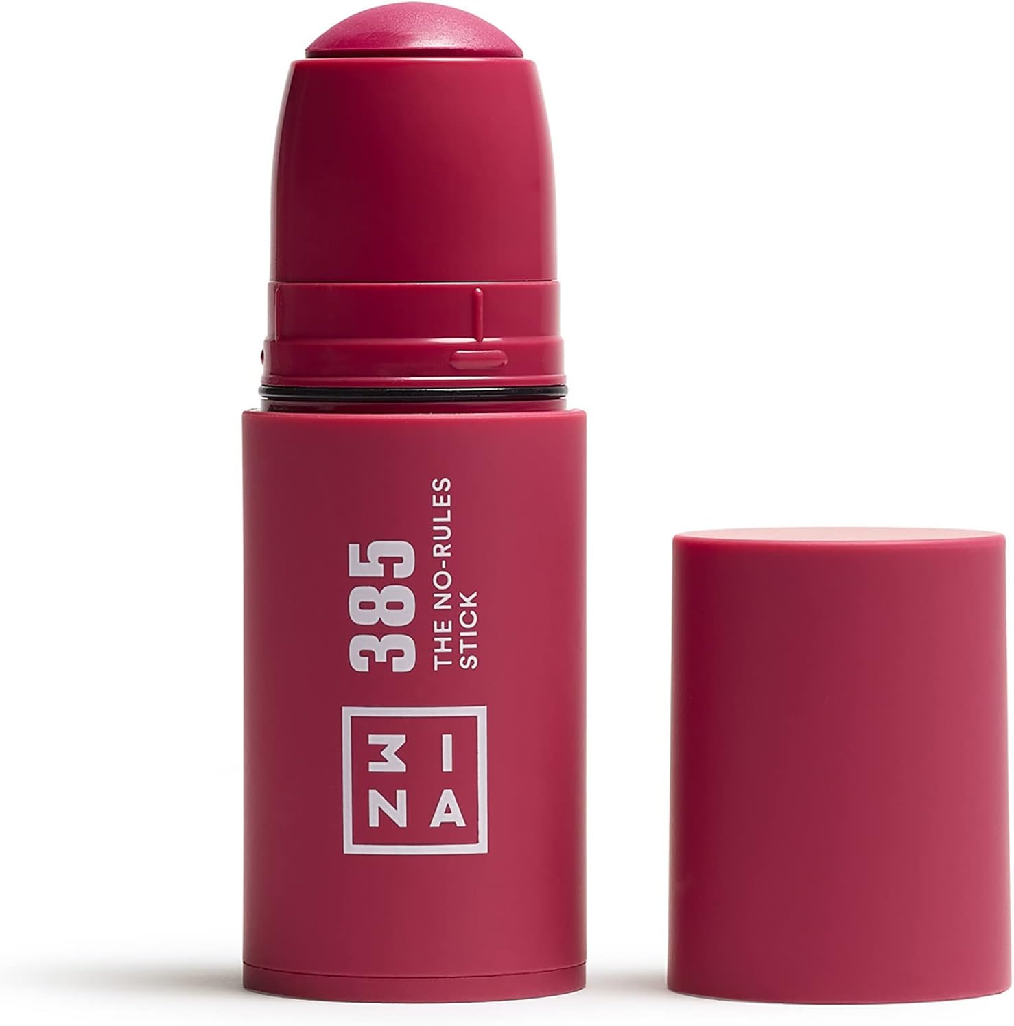 3INA MAKEUP - The No - Rules Stick 385 - Burdeos - Colorete en Crema Burdeos con Ácido Hialurónico - Colorete en Barra 3 en 1 Mejillas Labios y Ojos con Acabado Natural - Vegan - Cruelty Free