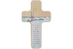 Butzon & Bercker Kinderkreuz 'Guter Hirte' in Geschenkverpackung zum aufhängen, Buche 11x18cm – Christliches Geschenk für Jungen und Mädchen – für Taufe, Geburt, Kommunion