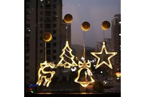 Świąteczne lampki okienne, RosyFate 4 x przyssawka String Lights Window, dekoracja okienna Wiszące oświetlenie okna z przyssawką LED, ozdoby świąteczne wewnątrz/na zewnątrz
