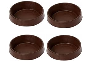 4 x fiXte Large Floor Cups Castor Furniture Chair Sofa Carpet Protectors Caster Brown, 65mm