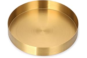 OGANAZI Gold Schlüsselschale Edelstahl Rund Dekoschale Metall Storage Tray Schlüsselablage für Eingangshalle Schlüssel Ablageschale für Kosmetik Münzen Kerzen Modern Wohndekorationen Geschenk (18 cm)