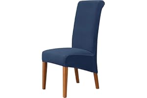 MILARAN Velvet Large Chair Covers for Dining Room, Soft Stretch Seat Slipcover for Large Dining Chair, Washable Removable Parsons Chair Protector, Set of 4,Navy