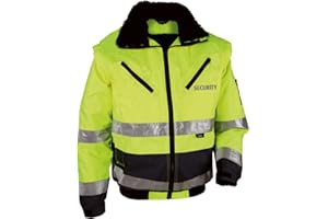 R&K Dienstbekleidung 4-in-1 Warnschutz-Pilotenjacke THOSA mit REFLEXDRUCK SECURITY, abnehmbare Ärmel, herausnehmbares Fell, gelb, Gr. S - 5XL