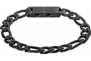 Speroto Men's Bracelet for Men Stainless Steel Bracelet Figaro Chain Hip Hop Bracelet Link Bracelet Gift for Men Women (black,9mm,20cm)