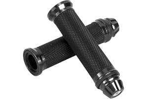 REMINNBOR Motorcycle CNC Aluminum Rubber Handlebar Hand Grips for 7/8" 22mm Handle Bar Bike Bicycle Red(Titanium)