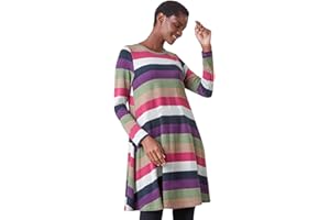 Roman Originals Tunic Dress with Pockets for Women UK - Ladies Oversized Swing Slouch Stretchy Casual Winter Autumn Jersey Everyday Pull On Comfy Soft Relaxed Work Office