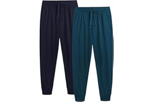 The Essentials Wardrobe Men’s Lounge Pants 2 Pack 100% Cotton Jersey Soft Breathable Nightwear Bottoms with Ribbed Elasticated Leg Cuff Drawcords Side Pockets Pyjamas Trousers Sizes S-2XL