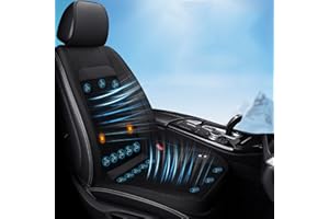 Breadom Coussin de siège d'auto à Refroidissement avec Masseur, Couvercle de Coussin de siège d'auto avec 16 Ventilateurs, Voiture de siège arrière arrière Respirant pour la Conduite d'été