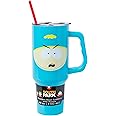 Silver Buffalo South Park Cartman Face Stainless Steel Tumbler with Handle and Straw, Fits in Standard Cup Holder, 40 Ounces