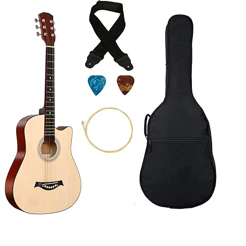 BLUEBERRY 38C, Acoustic Guitar Kit with Bag, Strap, One Pack Strings And 2 Picks - 38 Inch (Natural)