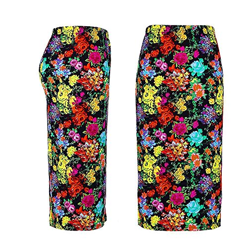 BaZhaHei Falda Corta de Mujer Vestidos de Mujer Falda con Estampado de Cintura Alta elástica hasta la Rodilla de Midi, lápiz de Mujer Falda Recta Estampada Rodilla para Mujer
