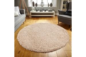 RUGS 4 SALE Rugs4Sale 5cm Thick Pile Shaggy Modern Area Rugs Living Room Home Decor Rug | Ideal For Bedroom, Hall, Kids Baby Room, Indoor & Outdoor Rugs Hallway Runners Carpet Mat(Light Beige 133x133cm Round)
