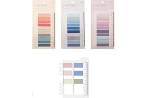 Amerson Index Tabs with Ruler, 4 Pack 660 Pieces Sticky Tab, Note Page Marker, Writable Repositionable File Flags Morandi Colored Pages Markers Book Labels for Reading Tab, Notes, Files (Colorful C)