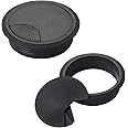 80mm Desk Grommet, 2 Pcs Desk Cable Wire Grommet Black Desk Grommet Cord Cable Table Grommet Cable Tidies Desk Plug Hole Cover for Home and Office