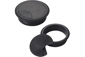 SLIVERDEW Kabeldurchführung Schreibtisch 80mm, 2 Stück Schreibtisch Kabeldurchführung Schwarz Steckdosen Abdeckung Kunststoff Kabeldurchlass Tisch Kabel Durchführungen Kabel Management für Schreibtisch