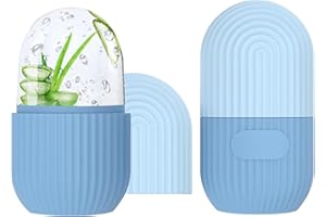 FLOWERUN 2 Pezzi Ice Roller Viso, Rullo di Ghiaccio Facciale, Stampo Ghiaccio Viso Riutilizzabile in Silicone, Riduzione Pori e Occhiaie, per Routine di Bellezza Naturale (Strisce Blu)