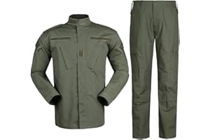 YAOTT Hommes Tactique Uniforme, 2 Pièces Tenues de Combat, Veste Militaire Multi-Poches & Pantalons Armée Costume pour lAirsoft Paintball Chasse Jeu de Guerre Escalade Woodland