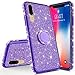 Produktbild Homikon Silikon Hülle Kompatibel mit Huawei P20 Lite Überzug TPU Bling Glitzer Strass Diamant Schutzhülle mit 360 Grad Ring Ständer Soft Flex Durchsichtig Silikon Handyhülle Tasche Case - Lila