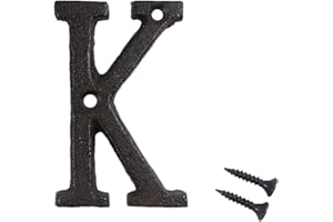 BKBP Schmiedeeisen Dekorationen, Staben Deko, Großbuchstaben, Alphabet Und Nummer Buchstaben, Symbol aus Metall, Kreative DIY Hausnummer Metall Buchstaben, Wand und Tür Dekorationen (K, As Show)