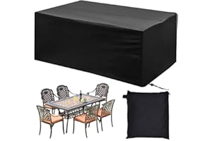 phixilin Funda para Mesa Jardin, Cubierta de Muebles de Jardín Impermeable 210T Poliéster Resistente al Polvo Anti-UV Funda Protectora para Muebles de jardín - Negro (200 * 160 * 70)