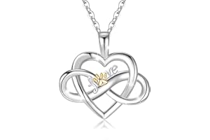 yiwaxice Puppy Dog Cat Pet Paw Print Necklace for Women,Sterling Silver Love Heart Pendant Necklace gift for Girls